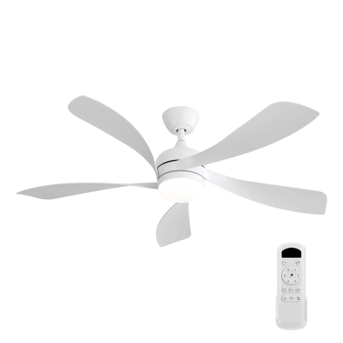 52-Inch White Modern LED Ceiling Fan with ABS Blades and Remote