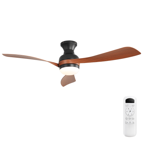 52" Ceiling Fan with Lights, Quiet DC Motor Reversible, Dimmable LED with Memory, Timer Function - Black - ABS