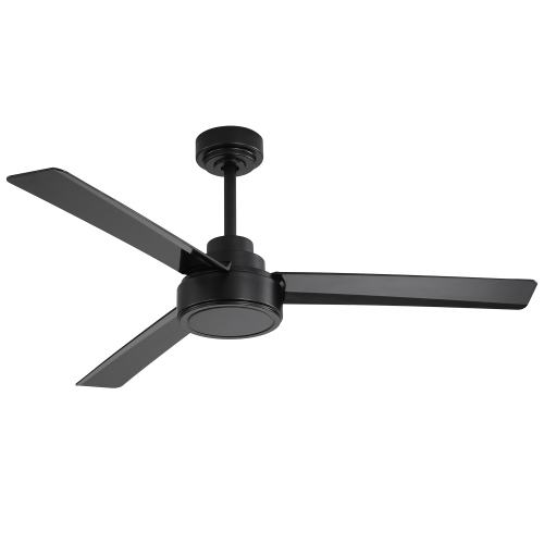 (Same as W882P164176) 52" Modern Ceiling Fan Without Light, 3 ABS Blades with Remote Control 6-speed Reversible DC Motor Black for Living Room, Bedroom, Kitchen