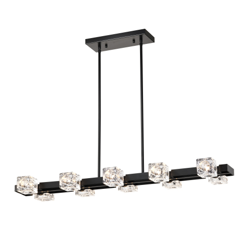 39.57-Inch Matte Black Metal 10-Light Linear Rectangle Chandelier