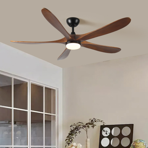 5 blade solid wood 52 inch ceiling fan light - Walnut - 52-Inch