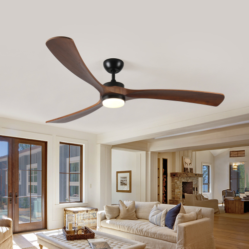 72 Inch Solid Wood Ceiling Fan with Lights and Remote Control Indoor Outdoor Ceiling Fan 3 Wooden Blades Modern Ceiling Fan for Porch Living Room Bedroom - Antique brown - 72-Inch