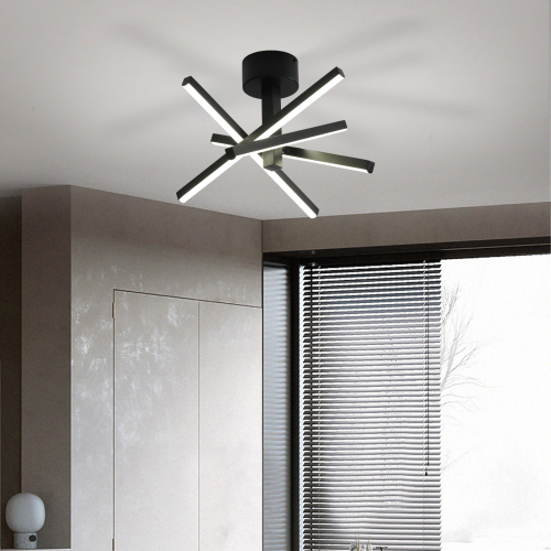 12-Inch Modern Black Iron and Aluminium Starburst LED Ceiling Light
