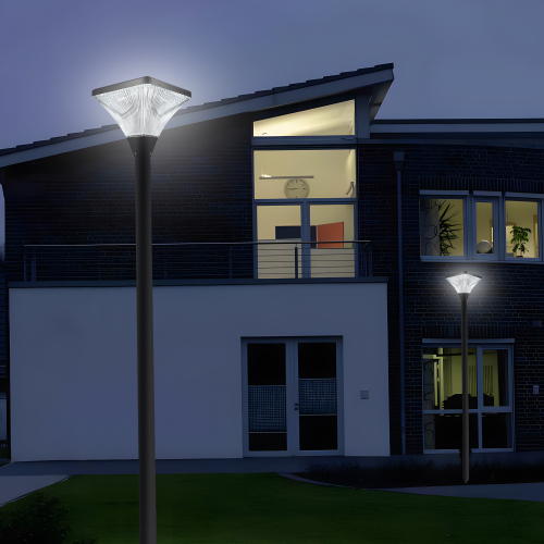 15-Inch Black Aluminium Outdoor LED Post Light with Remote and Timer