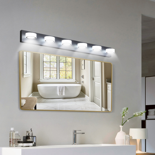 45-Inch Black Acrylic and Iron 6-Light LED Bathroom Vanity Light