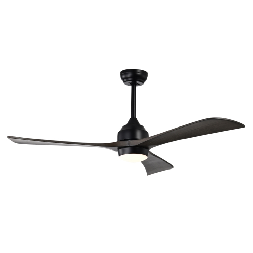 52" Ceiling Fan with Lights Remote Control,Quiet DC Motor 3 Blade Ceiling Fans 6 Speed Levels,Reversible Ceiling Fan, for Patio Living Room, Bedroom, Office,Indoor.(Matte Black +Black Walnut ) - Iron - Wood - Contemporary,Farmhouse,Industrial - Iron