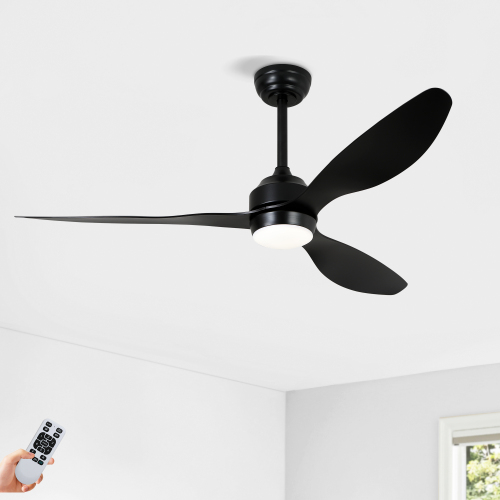 52" Ceiling Fan with Lights Quiet DC Motor 3 ABS Blade Ceiling Fans 6 Speed Levels,Reversible Ceiling Fan, for Patio Living Room, Bedroom, Office,Indoor.-- Black - Iron - Contemporary,Farmhouse,Industrial