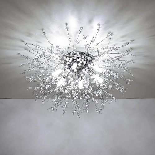 Modern Silver Crystal Sputnik Flush Mount Ceiling Light, 8.86 Inch