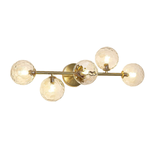 Modern 27.56-Inch Gold Metal 5-Light Vanity with Glass Globes
