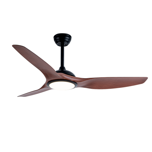 52 Inch ABS Blades Ceiling Fan With Light Kit ( LED Light Source),DC 6 Speed ,Remote Control,Adjustable Height Ceiling Fan for Patio Living Room, Bedroom, Office,Indoor.(( Matte Black + Wood) - ABS,Metal - American Traditional,Industrial,Modern - 52-Inch