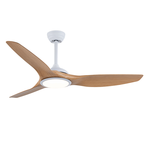 52 Inch ABS Blades Ceiling Fan With Light Kit ( LED Light Source),DC 6 Speed ,Remote Control,Adjustable Height Ceiling Fan for Patio Living Room, Bedroom,Office,Indoor.(( Matte White + Natural Wood) - Matte White,Natural Wood - ABS,Metal - American Traditional,Industrial,Modern - 52-Inch
