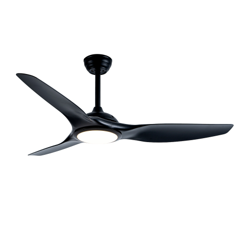 52 Inch ABS Blades Ceiling Fan With Light Kit ( LED Light Source),DC 6 Speed ,Remote Control,Adjustable Height Ceiling Fan for Patio Living Room, Bedroom, Office,Indoor.(( Matte Black) - ABS,Metal - American Traditional,Industrial,Modern - 52-Inch