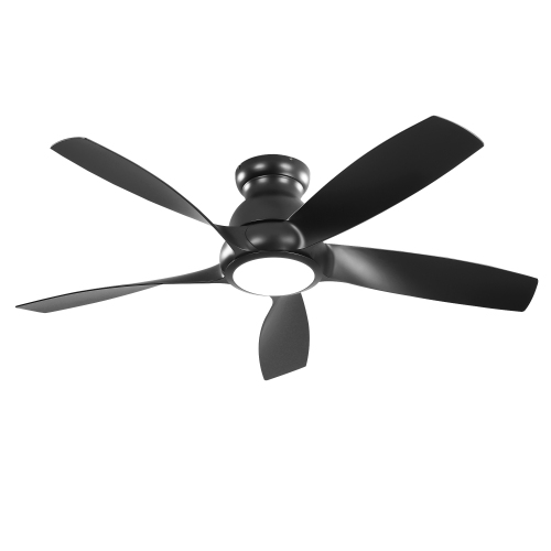 56 Inch 5 PCS ABS Blades Ceiling Fan With Light Kit 3 Color LED Light Source, DC 6 Speed ,Remote Control Ceiling Fan for Patio Living Room, Bedroom, Office,Indoor.(( Matte Black ) - ABS,Metal - American Traditional,Industrial,Modern - 56-Inch