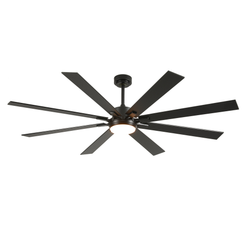 72 Inch Large Size 8 pcs Blades Ceiling Fan With Light Kit 3 Color Dimmable LED, DC 6 Speed ,Remote Control Ceiling Fan for Patio Living Room, Bedroom, Office,Indoor.(Matte Black ) - Matte Black,Wood - Metal,Plywood - Iron - American Traditional,Industrial,Modern - 72-Inch
