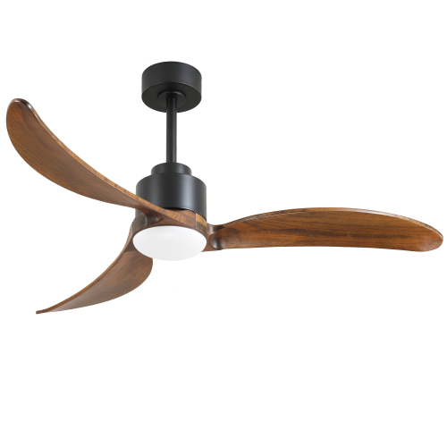 52" Ceiling Fan with Dimmable LED Light Remote Control,Quiet DC Motor 6 Speed Levels,Adjust Height( 3 PCS Rod) Reversible Ceiling Fan, for Patio Living Room, Bedroom, Office,Indoor.(Matte Black +Wood) - Matte Black,Wood - Metal & Wood - Iron - American Traditional,Industrial,Modern