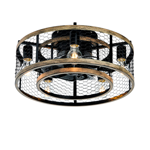 20'' Cage Ceiling Fan With Remote Control ,Quiet  Motor Fan Light ,, Indoor Iron Chandelier Ceiling Fan For Bedroom, Living room, Dinning Room, Kids Room--Matte Black (bulbs not included.) - ABS - American Design