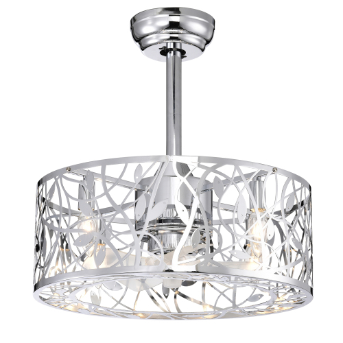 18'' Decor Forward Reverse 5 Blades Ceiling Fan Lamps,Cage Closed Industrial Style Vintage Fan Ceiling Fan with 3 Speeds Adjustable for Living Room, Bedroom, Kitchen--Chrome - PC - Iron - American Design,Antique,Classic