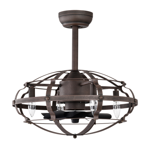 20.63 INCH Caged Ceiling Fan with Lights,Modern Enclosed Ceiling Fan Indoor with Remote Control ,AC Motor,3 Speed,Timing  For Farmhouse, Bedroom Living Room bedroom--NOT Included Bulbs--Rust Red Color - PC - Iron - American Design,Antique,Classic - 20.63-Inch