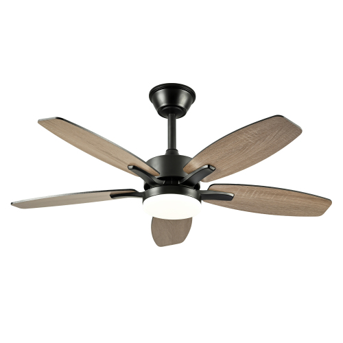 42" 5PCS Plywood Blades Ceiling Fan with Lights Remote Control,Quiet DC Motor Ceiling Fans 6 Speed Levels,Reversible Ceiling Fan,for Patio Living Room, Bedroom, Office,Indoor.(Matte Black) - Metal & Wood - Acrylic