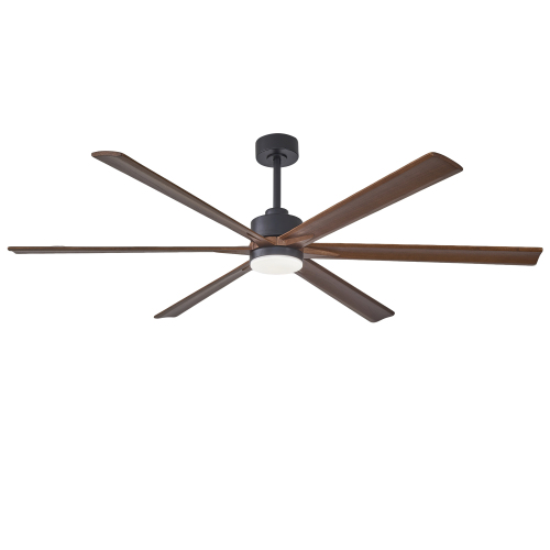 70" Ceiling Fan with Lights Quiet DC Motor  Ceiling Fans 6 Speed Levels,6 PCS Solid Wood Blades ,Reversible Ceiling Fan, for Living Room, Bedroom--Matte Black + Red walnut - Iron - American Design,Modern