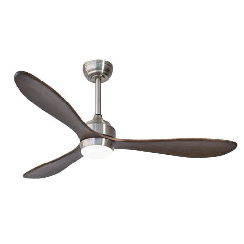 52" Ceiling Fan with Lights ,Remote Control, 3 PCS Solid Wood Quiet DC Motor  Ceiling Fans 6 Speed Levels,Reversible Ceiling Fan, for Patio Living Room, Bedroom--(Stain nickel ) - Iron - American Design,Modern