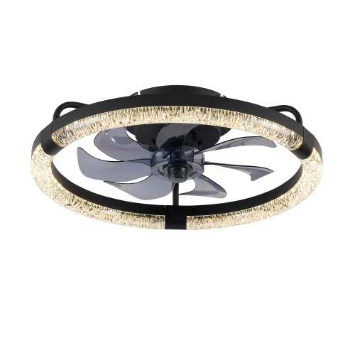 Matte Black 20-Inch Flush Mount LED Ceiling Fan with Remote