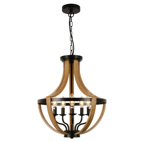 17.7-Inch Brown Metal 5-Light Modern Chandelier Ceiling Fixture