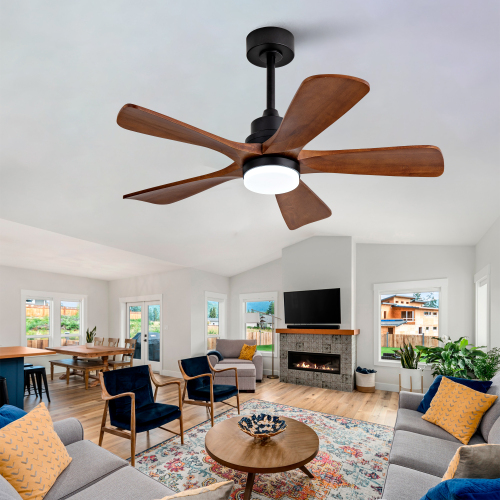 Antique Black 42-Inch Solid Wood Ceiling Fan with Light and Remote