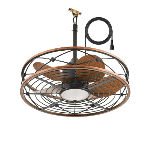 20" Outdoor Ceiling Fan with Remote Control.With Light,5 PCS ABS Blades,Quiet DC Motor 6 Speed Levels,Adjust Height( 3 PCS Rod) Reversible Ceiling Fan, for Outdoor Use-- INCLUDED BULBS.(Matte Black) - Iron - Aluminium - American Design