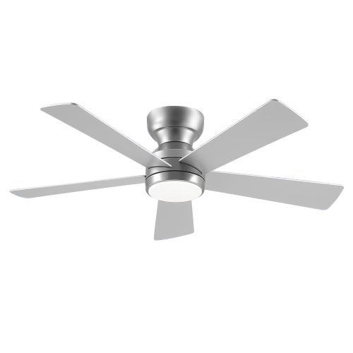 46 Inch 5 PCS Plywood Blades Ceiling Fan With Light Kit 3 Color LED Light Source, DC 6 Speed ,Remote Control Ceiling Fan for Patio Living Room, Bedroom, Office,Indoor.((SLIVER ) - Silver - Metal - American Traditional,Industrial,Modern - 46-Inch