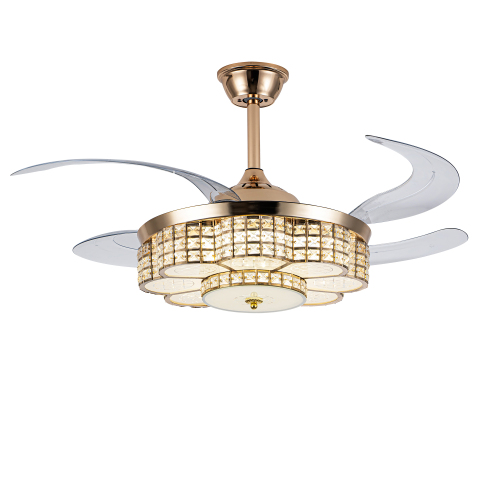 48" Ceiling Fan With Retractable Blades, Indoor  Ceiling Fan With Light with Remote Control, Noiseless Reversible Motor, 6 Speed ,3 for Patio Living Room, Bedroom, Office,Indoor - Gold - Metal - ABS - Modern