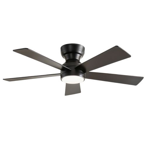 46 Inch 5 PCS Plywood Blades Ceiling Fan With Light Kit 3 Color LED Light Source, DC 6 Speed ,Remote Control Ceiling Fan for Patio Living Room, Bedroom, Office,Indoor.(( Matte Black ) - ABS - American Traditional,Industrial,Modern - 46-Inch