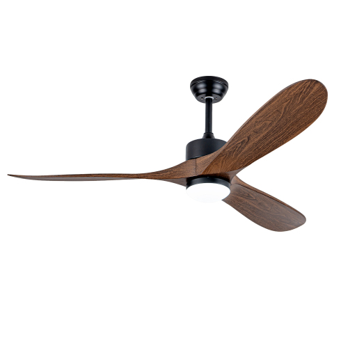 60" Ceiling Fan with LED Light Remote Control,Quiet DC Motor 6 Speed Levels,Adjust Height( 2 PCS Rod) Reversible Ceiling Fan, for Patio Living Room, Bedroom, Office,Indoor. - Matte Black,Wood - ABS - Iron - American Traditional,Industrial,Modern