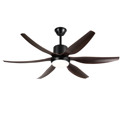 6 PCS ABS Blades 56 Ceiling Fan With Light Kit 3 Color LED Light Source, DC 6 Speed ,Remote Control Ceiling Fan for Patio Living Room, Bedroom, Office,Indoor.(( Matte Black ) - ABS,Metal - American Traditional,Industrial,Modern