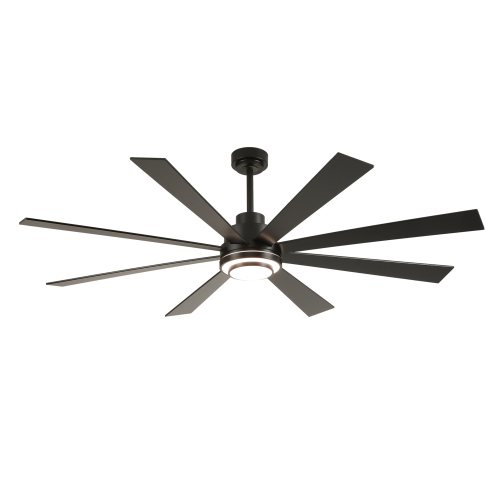 72 Inch 8 PCS Plywood Reversible Blades Ceiling Fan With Light Kit 3 Color Dimmable LED, DC 6 Speed ,Remote Control Ceiling Fan for Patio Living Room, Bedroom, Office,Indoor.(Matte Black ) - Matte Black,Wood - Metal,Plywood - Iron - American Traditional,Industrial,Modern - 72-Inch