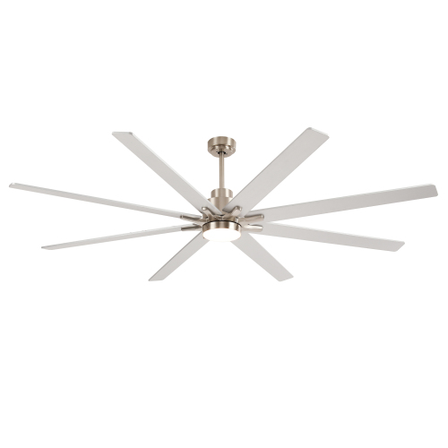 8 PCS Plywood Reversible Blades  Ceiling Fan With Light Kit 3 Color  Dimmable LED, DC 6 Speed ,Remote Control Ceiling Fan 84INCH   (Sliver + Nickel ) - Metal,Plywood - Iron - American Traditional,Industrial,Modern - 84-Inch