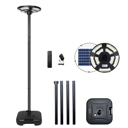 16.5-Inch Matt Black Iron Solar LED UFO Street Lamp with Pole