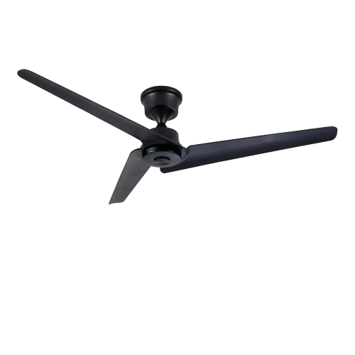 52''Flush Mount & Rod ABS 3 Blades Ceiling Fan with Remote Control No Lights, Modern Reversible DC Motor Indoor 3 Blades Ceiling Fans for Patio Bedroom Living Room-- Black - Iron