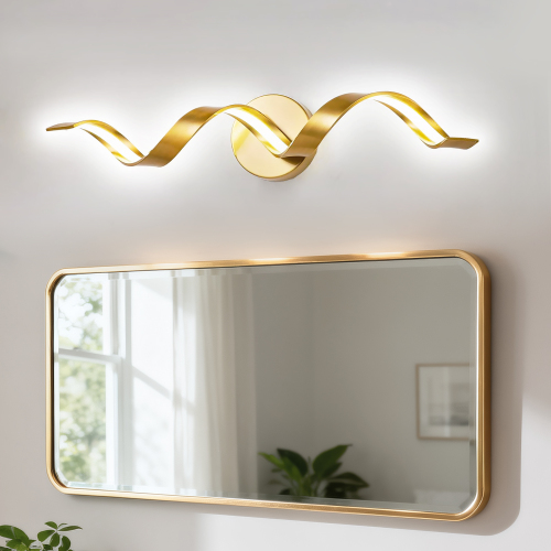 24-Inch Gold Metal Spiral LED Vanity Light, American Traditional