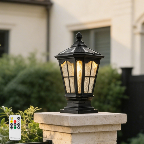 Matte Black Aluminum 15.3-Inch Outdoor Garden Post Lantern Light