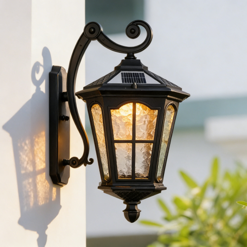 Matte Black Aluminium Solar Outdoor Wall Light, 15.3-Inch IP65