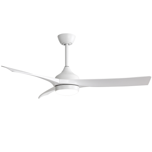 52 Inch Modern White Ceiling Fan with 18W LED Light and Remote Control 3 ABS Blades Noiseless Reversible DC Motor - ABS+Steel(Q235) - 52-Inch
