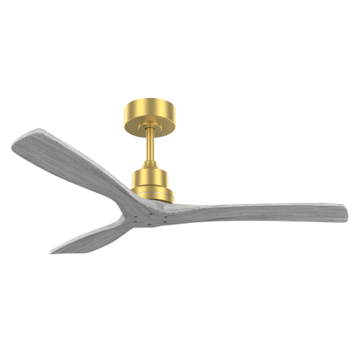 52 Inch Indoor Ceiling Fan Without Light 3 Solid Wood Blades Remote Control Reversible DC Motor - Gold - Metal & Wood - 52-Inch