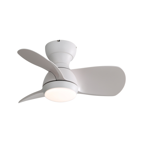 23 Inch Indoor Ceiling Fan With 3 ABS Blades Remote Control Reversible DC Motor White With 18W Led Light - 23-Inch