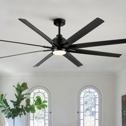 72'' Indoor Smart Black Ceiling Fan with LED light and App Remote Control - ABS,Metal - Contemporary,Minimalist,Modern