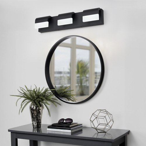 Black Iron 3-Light LED Dimmable Vanity Wall Light for Above Mirrors