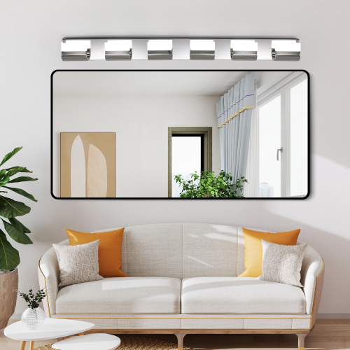 Modern 6-Light Chrome Iron LED Bathroom Vanity Light for Mirror