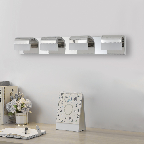 Modern 4-Light LED Chrome Iron Bathroom Vanity Light, 29.9-Inch Wide