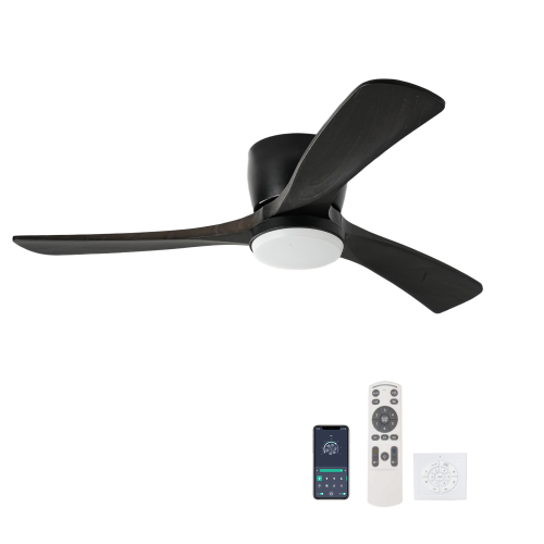 42" Solid Wood Ceiling Fan with Light-Flush Mount, Dc Motor (black Walnut) - Metal & Wood