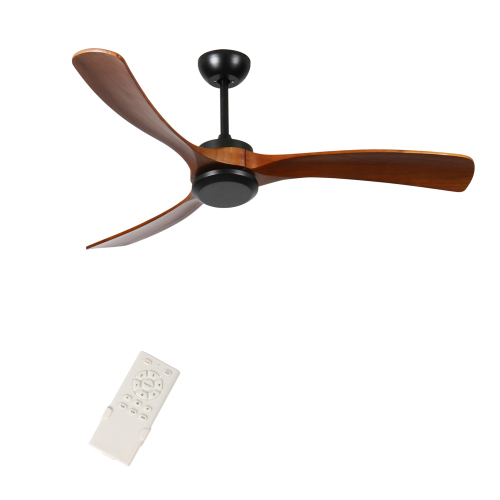72 Inch wood Ceiling Fan no light with Remote Control, Low Profile Ceiling Fan without Light,Noiseless Reversible DC Motor with Timer - Black,Natural Wood - Metal & Wood - Modern - 72-Inch